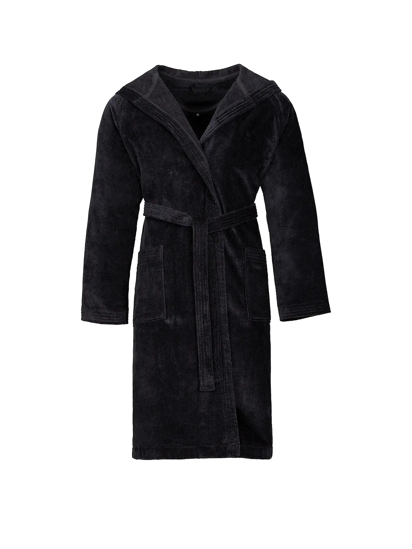 VOSSEN | Unisex-Velours-Bademantel "Texas" (Atlantic) | schwarz